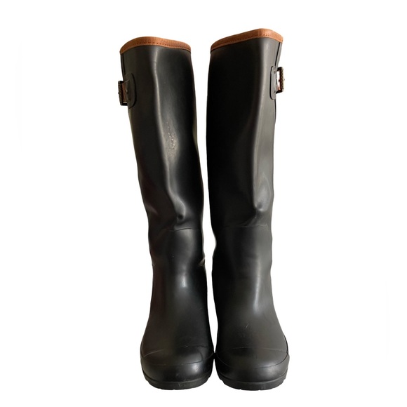 Sperry Top Sider Walker Haze Tall Rubber Rain Riding Boots Black and Brown 8 - Picture 7 of 11